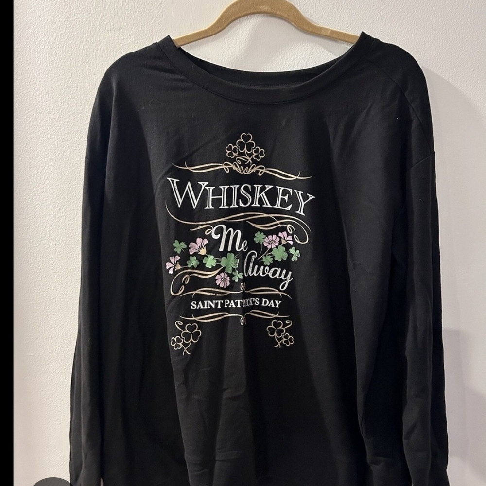 St. Patrick's Day NEW "Whiskey Me Away" Long Sleeve Graphic Tee - Size 3X 2055
